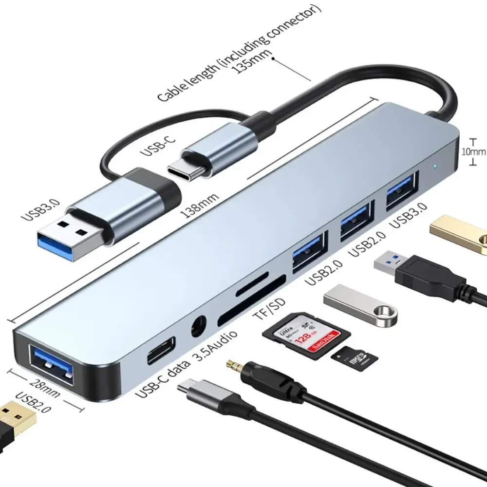 Usb C Docking Hub - Hub USB-C 8 in 2 con