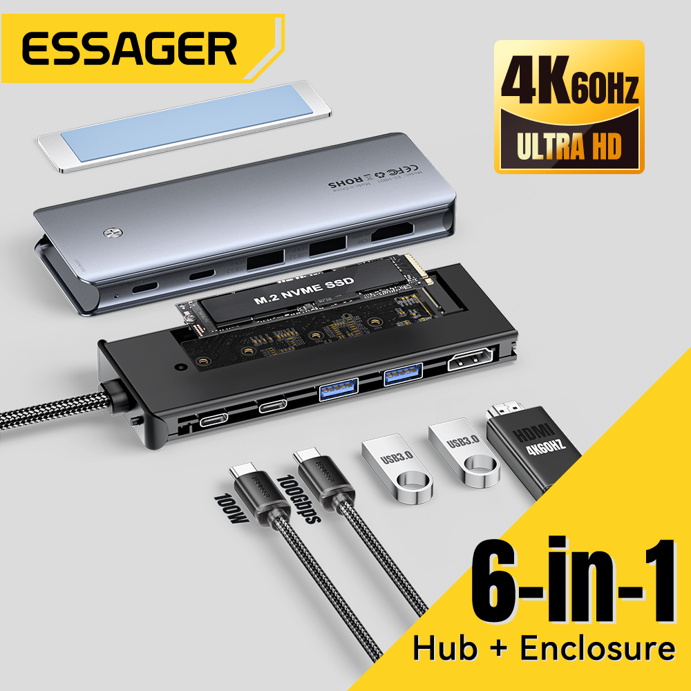 Usb C Docking Hub - Hub USB C Essager con custodia